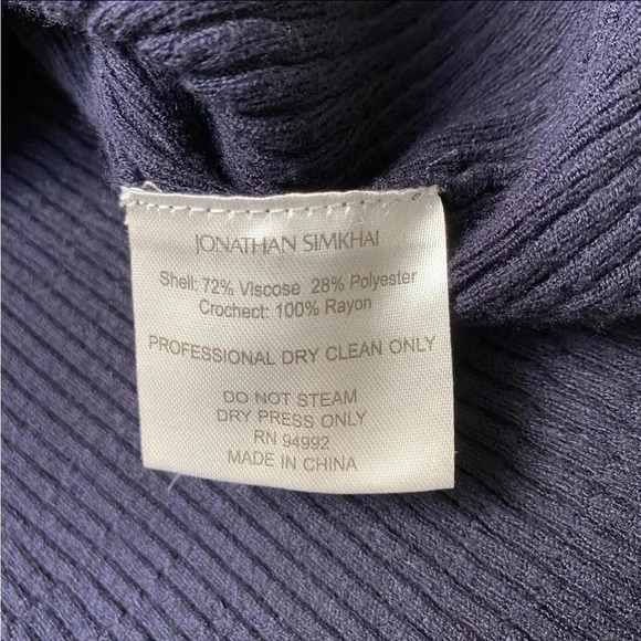 Jonathan Simkhai Crochet Knit Deep V-Neck Fit & Flare Dress Navy XS - Picture 16 of 16